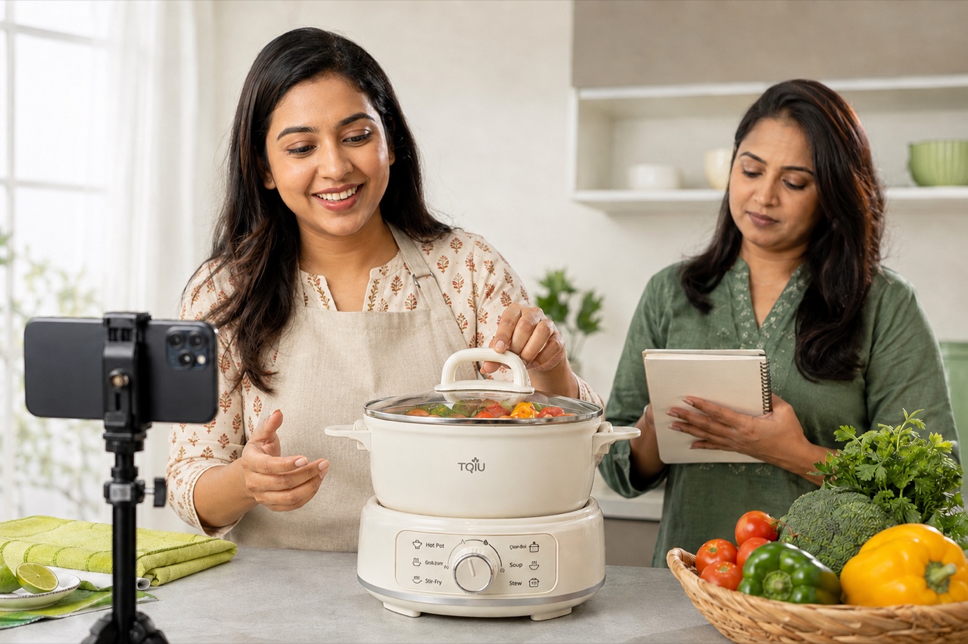 AI-generated concept scene featuring TQIU detachable cooker